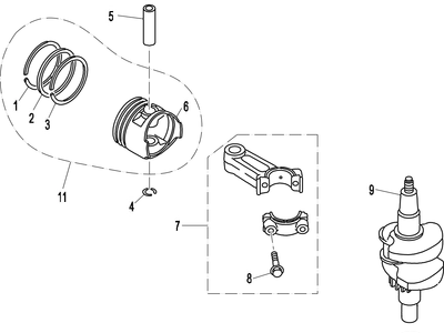 Parsun F4/F5 CRANKSHAFT AND PISTON
